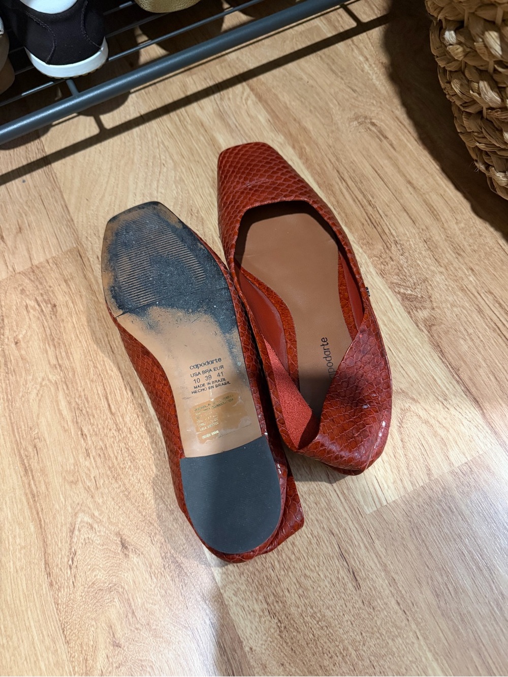 Women’s Rust Red Textured Square-Toe Sandals - Picture 3 of 3